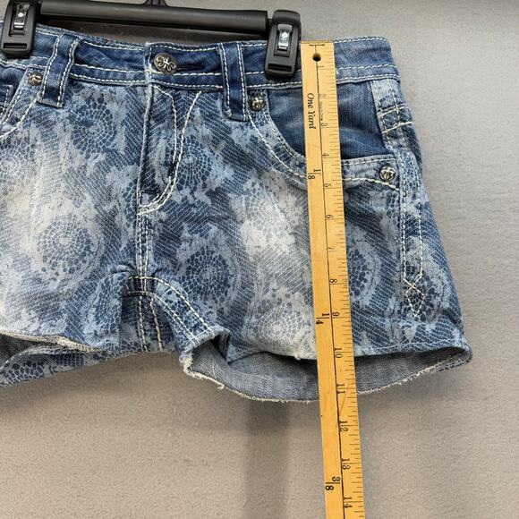 Rock Revival Short Women's 26x3 Light Blue Lace Print Lydia Easy Short Western - Picture 14 of 14